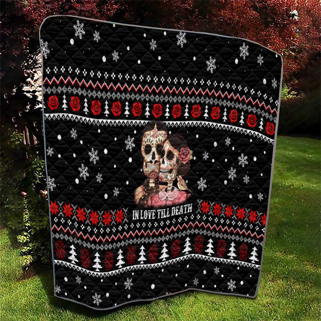 Skull Couple Christmas Quilt Xmas Holiday Patterns - Wonder Print Shop