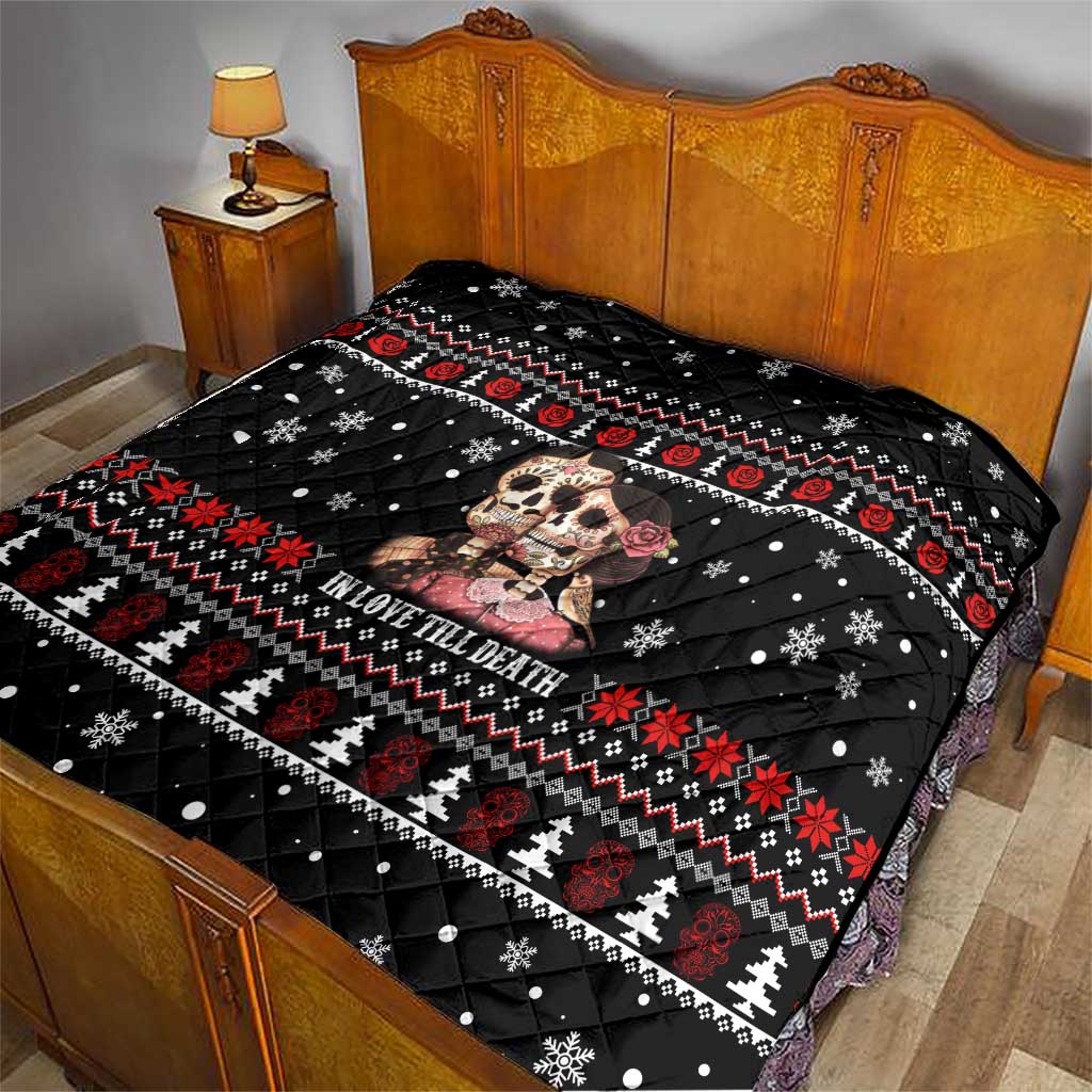 Skull Couple Christmas Quilt Xmas Holiday Patterns - Wonder Print Shop