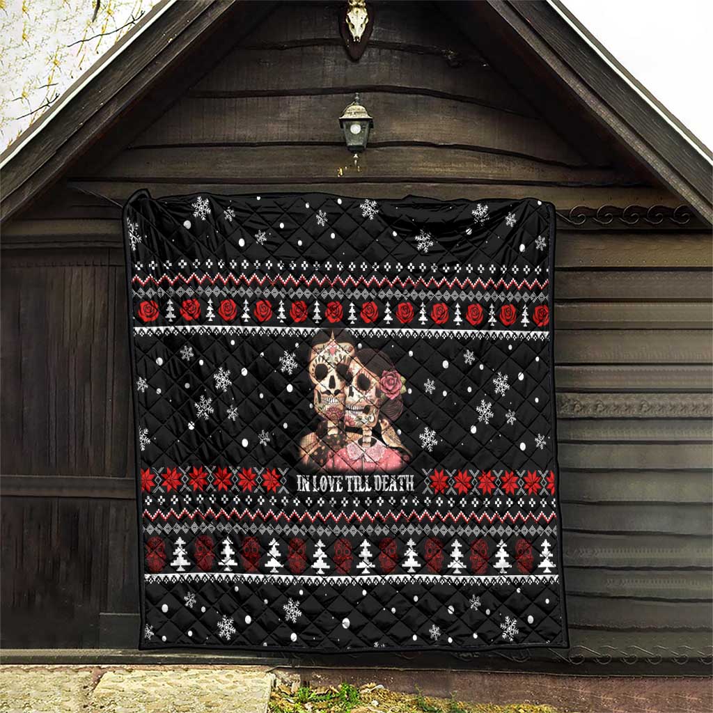 Skull Couple Christmas Quilt Xmas Holiday Patterns - Wonder Print Shop