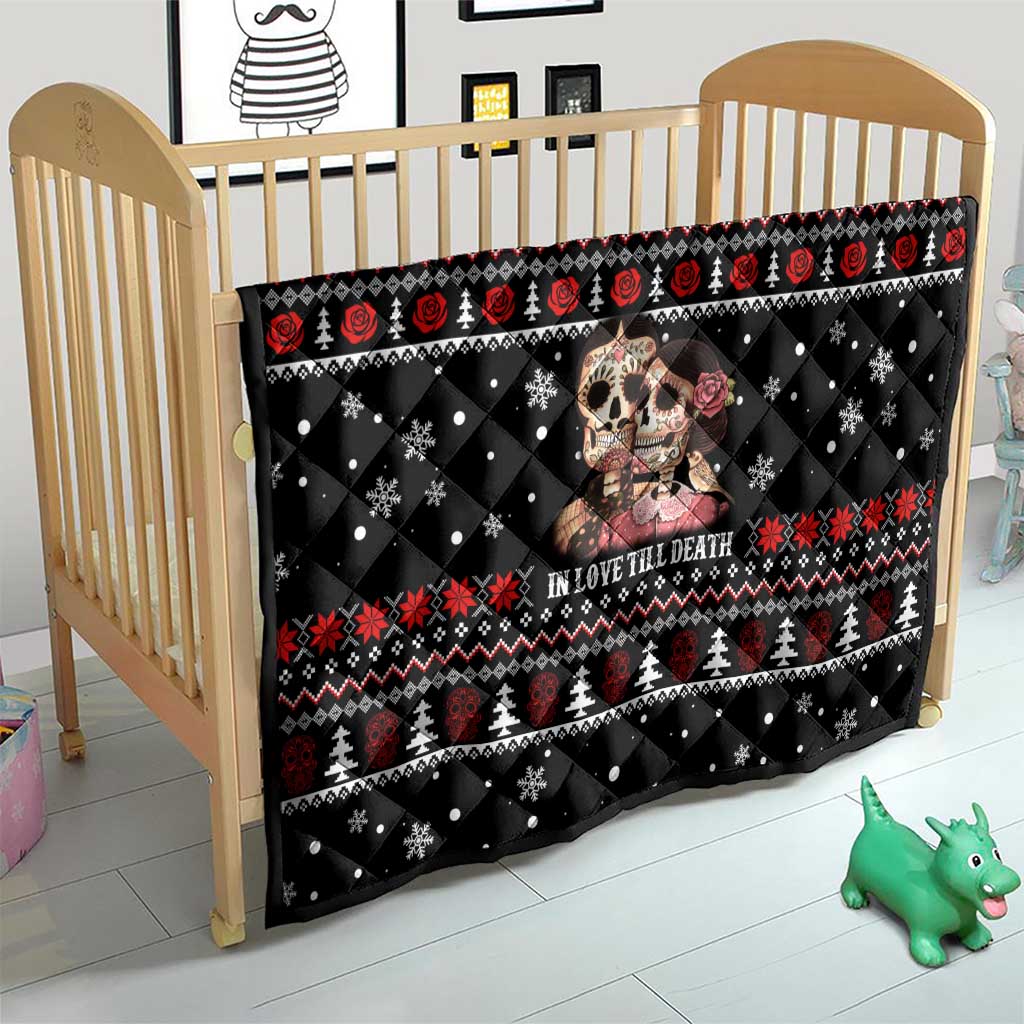 Skull Couple Christmas Quilt Xmas Holiday Patterns - Wonder Print Shop