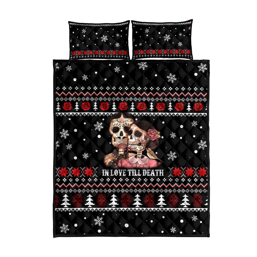 Skull Couple Christmas Quilt Bed Set Xmas Holiday Patterns - Wonder Print Shop
