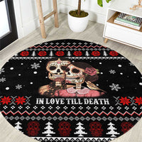 Skull Couple Christmas Round Carpet Xmas Holiday Patterns - Wonder Print Shop