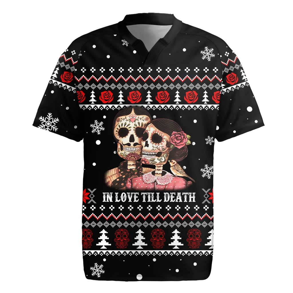 Skull Couple Christmas Rugby Jersey Xmas Holiday Patterns - Wonder Print Shop