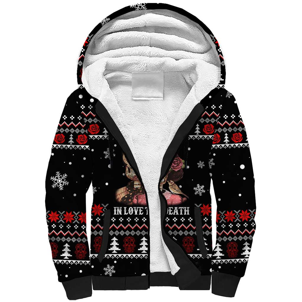 Skull Couple Christmas Sherpa Hoodie Xmas Holiday Patterns - Wonder Print Shop