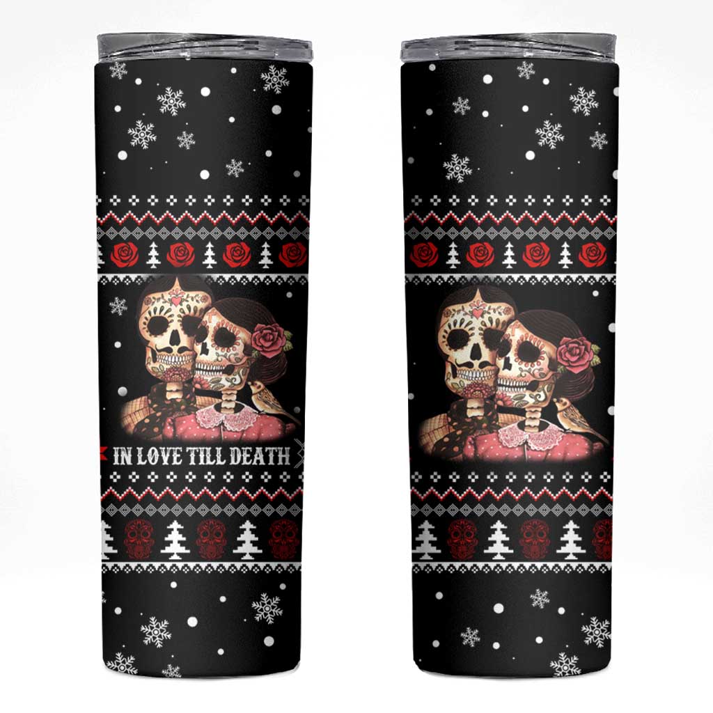 Skull Couple Christmas Skinny Tumbler Xmas Holiday Patterns - Wonder Print Shop