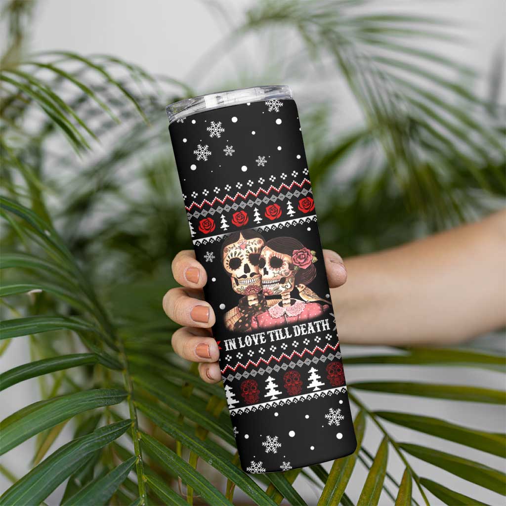 Skull Couple Christmas Skinny Tumbler Xmas Holiday Patterns - Wonder Print Shop