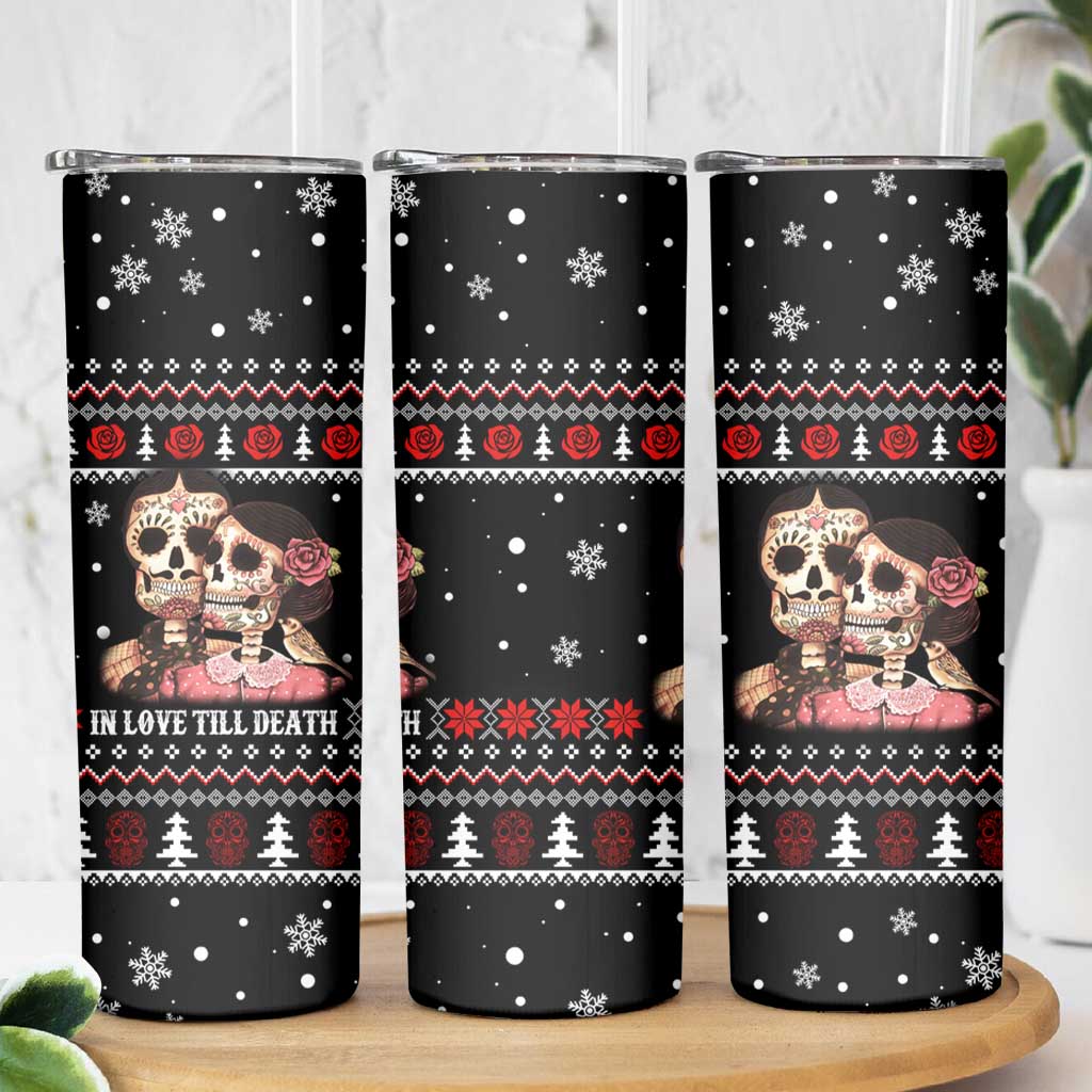 Skull Couple Christmas Skinny Tumbler Xmas Holiday Patterns - Wonder Print Shop