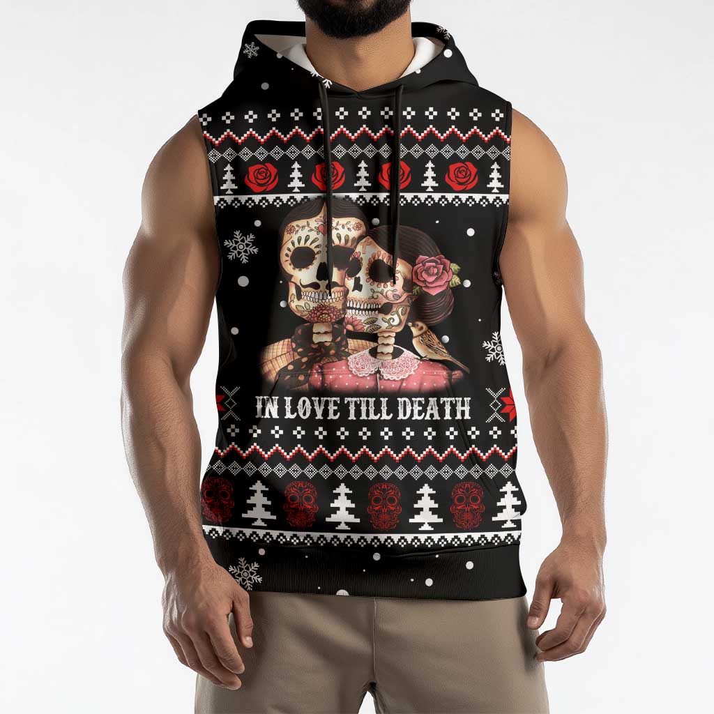 Skull Couple Christmas Sleeveless Hoodie Xmas Holiday Patterns - Wonder Print Shop