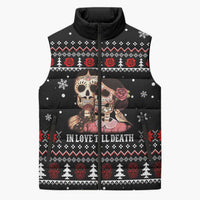 Skull Couple Christmas Sleeveless Puffer Jacket Xmas Holiday Patterns - Wonder Print Shop