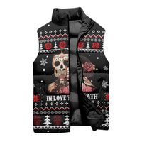 Skull Couple Christmas Sleeveless Puffer Jacket Xmas Holiday Patterns - Wonder Print Shop