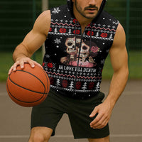 Skull Couple Christmas Sleeveless Zip Hoodie Xmas Holiday Patterns - Wonder Print Shop