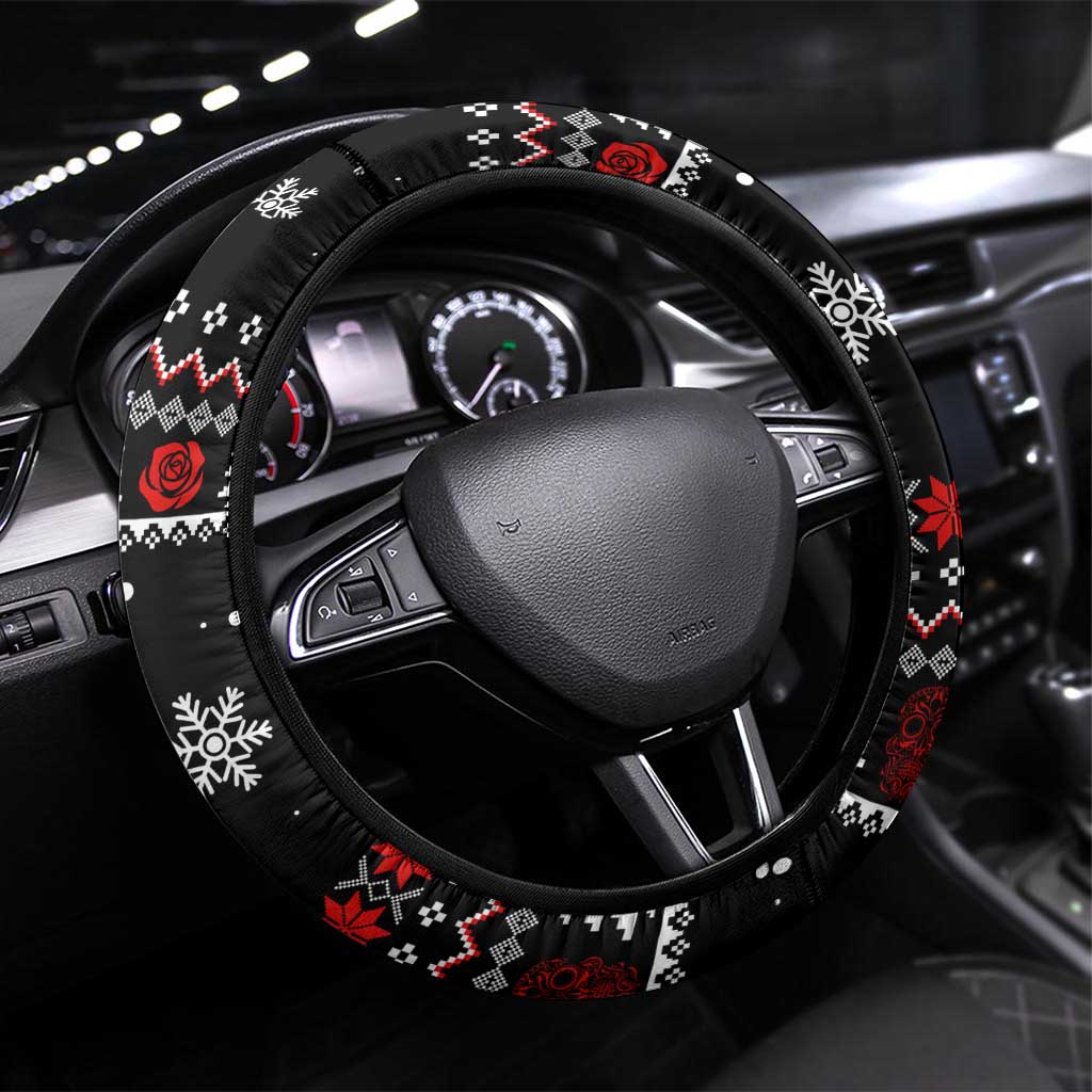 Skull Couple Christmas Steering Wheel Cover Xmas Holiday Patterns - Wonder Print Shop