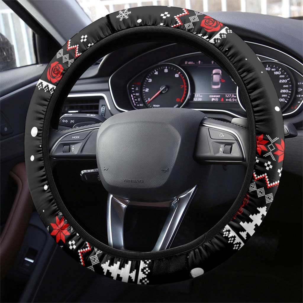 Skull Couple Christmas Steering Wheel Cover Xmas Holiday Patterns - Wonder Print Shop