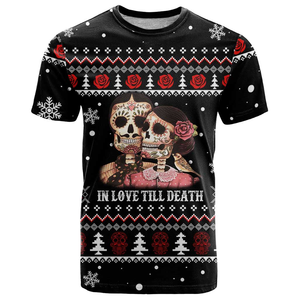 Skull Couple Christmas T Shirt Xmas Holiday Patterns - Wonder Print Shop