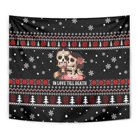 Skull Couple Christmas Tapestry Xmas Holiday Patterns - Wonder Print Shop