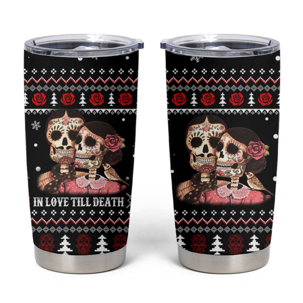 Skull Couple Christmas Tumbler Cup Xmas Holiday Patterns - Wonder Print Shop