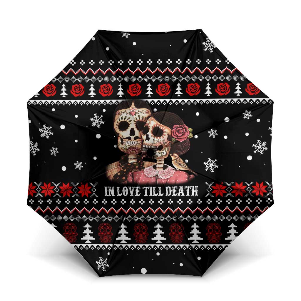 Skull Couple Christmas Umbrella Xmas Holiday Patterns - Wonder Print Shop