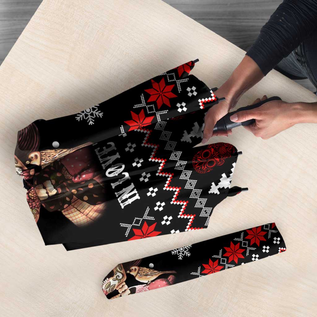 Skull Couple Christmas Umbrella Xmas Holiday Patterns - Wonder Print Shop