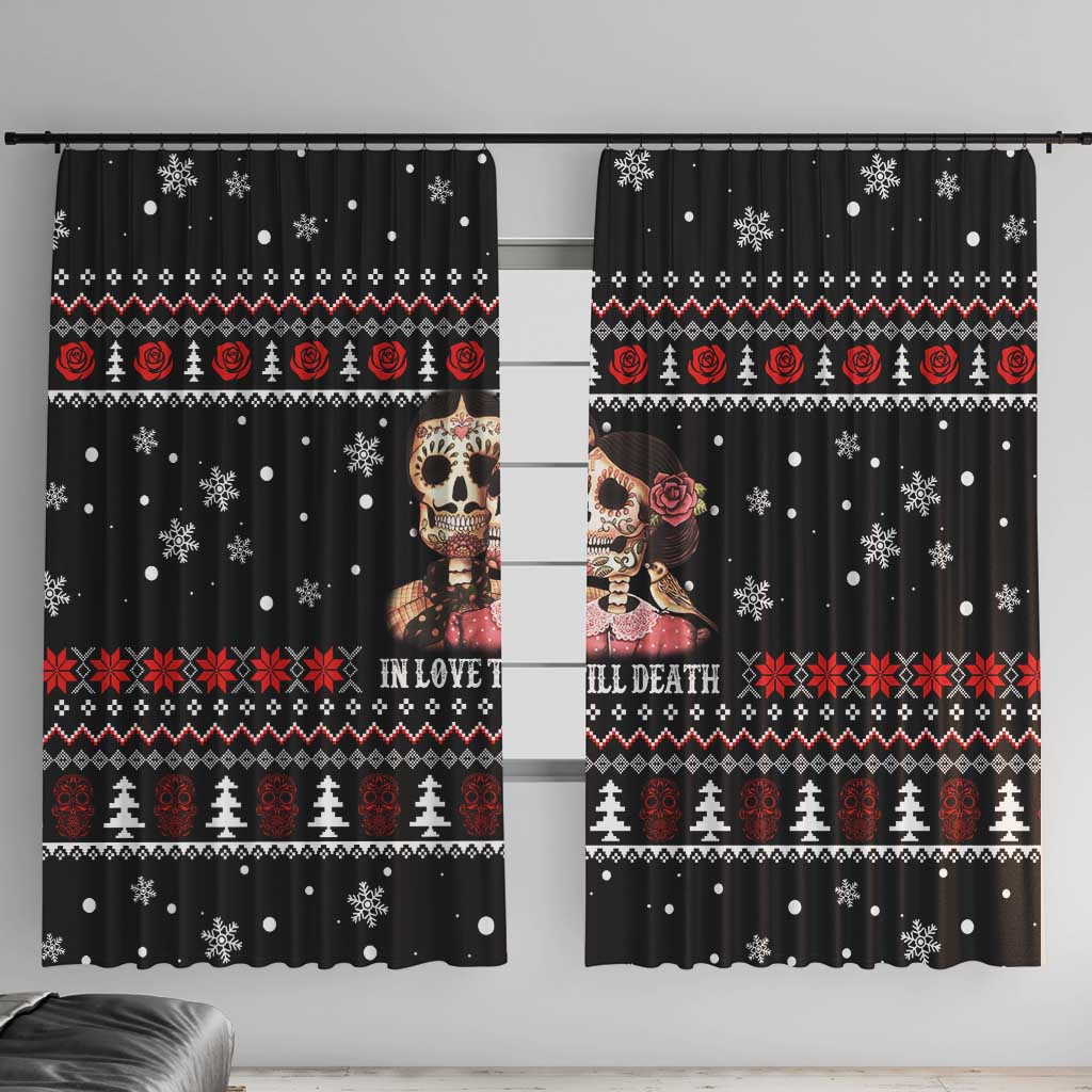 Skull Couple Christmas Window Curtain Xmas Holiday Patterns - Wonder Print Shop