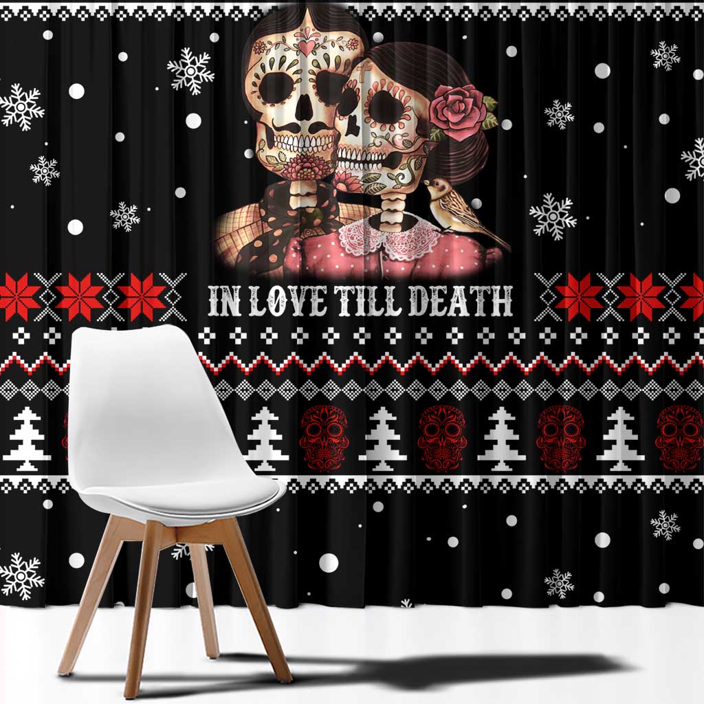 Skull Couple Christmas Window Curtain Xmas Holiday Patterns - Wonder Print Shop