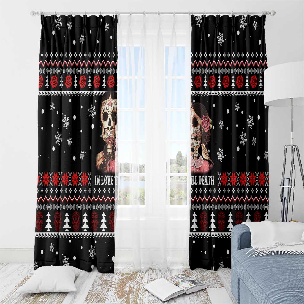 Skull Couple Christmas Window Curtain Xmas Holiday Patterns - Wonder Print Shop