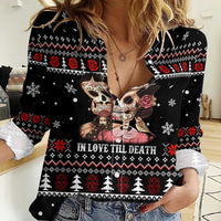 Skull Couple Christmas Women Casual Shirt Xmas Holiday Patterns - Wonder Print Shop
