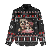 Skull Couple Christmas Women Casual Shirt Xmas Holiday Patterns - Wonder Print Shop