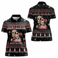Skull Couple Christmas Women Polo Shirt Xmas Holiday Patterns - Wonder Print Shop