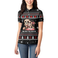 Skull Couple Christmas Women Polo Shirt Xmas Holiday Patterns - Wonder Print Shop