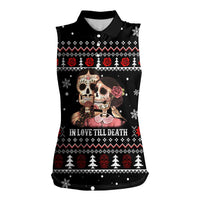 Skull Couple Christmas Women Sleeveless Polo Shirt Xmas Holiday Patterns - Wonder Print Shop