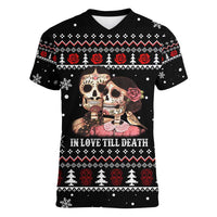 Skull Couple Christmas Women V-Neck T-Shirt Xmas Holiday Patterns - Wonder Print Shop
