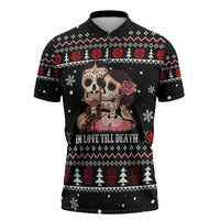 Skull Couple Christmas Zipper Polo Shirt Xmas Holiday Patterns - Wonder Print Shop