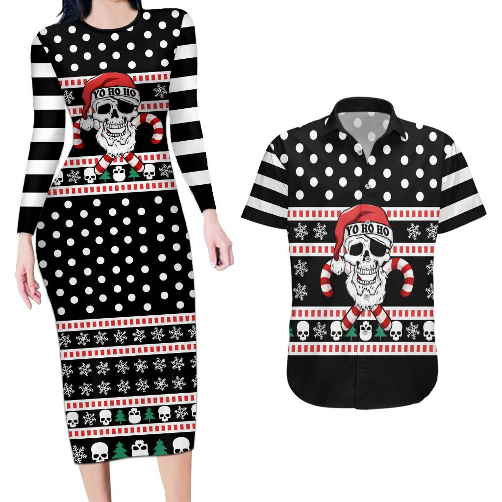 Skull Creepmas Christmas Yall Christmas Couples Matching Long Sleeve Bodycon Dress and Hawaiian Shirt Xmas Holiday Patterns - Wonder Print Shop
