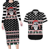 Skull Creepmas Christmas Yall Christmas Couples Matching Long Sleeve Bodycon Dress and Hawaiian Shirt Xmas Holiday Patterns - Wonder Print Shop