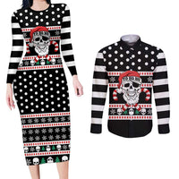 Skull Creepmas Christmas Yall Christmas Couples Matching Long Sleeve Bodycon Dress and Long Sleeve Button Shirt Xmas Holiday Patterns - Wonder Print Shop