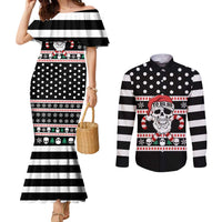 Skull Creepmas Christmas Yall Christmas Couples Matching Mermaid Dress and Long Sleeve Button Shirt Xmas Holiday Patterns - Wonder Print Shop