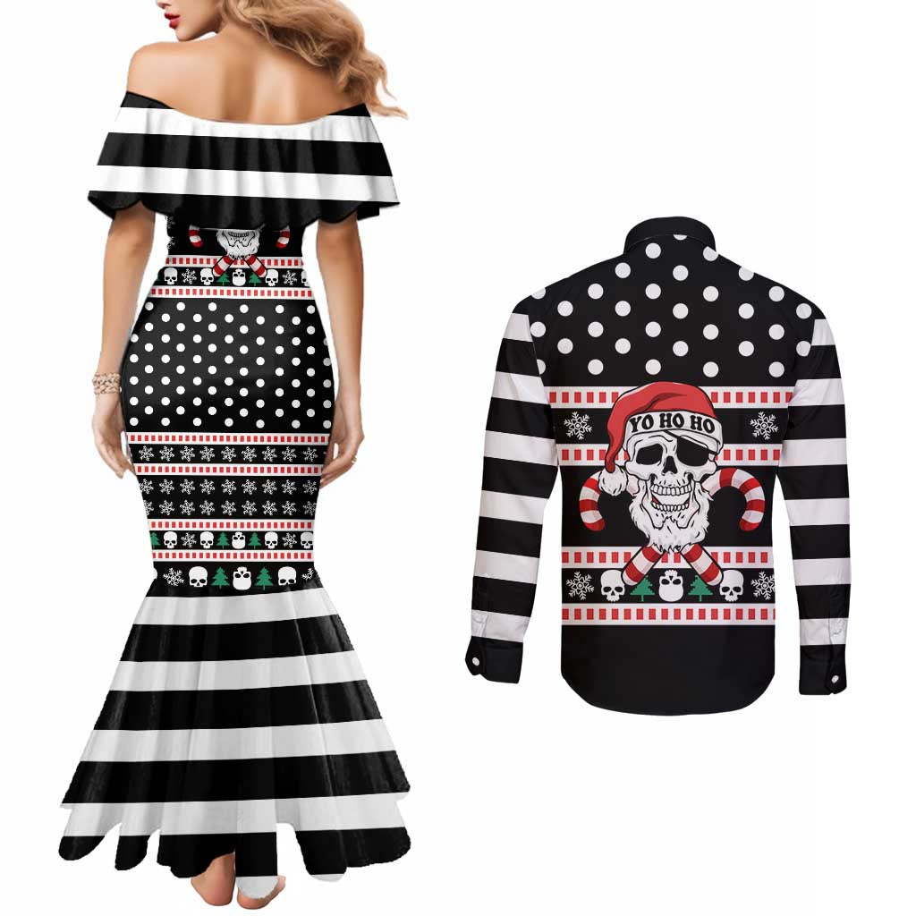 Skull Creepmas Christmas Yall Christmas Couples Matching Mermaid Dress and Long Sleeve Button Shirt Xmas Holiday Patterns - Wonder Print Shop