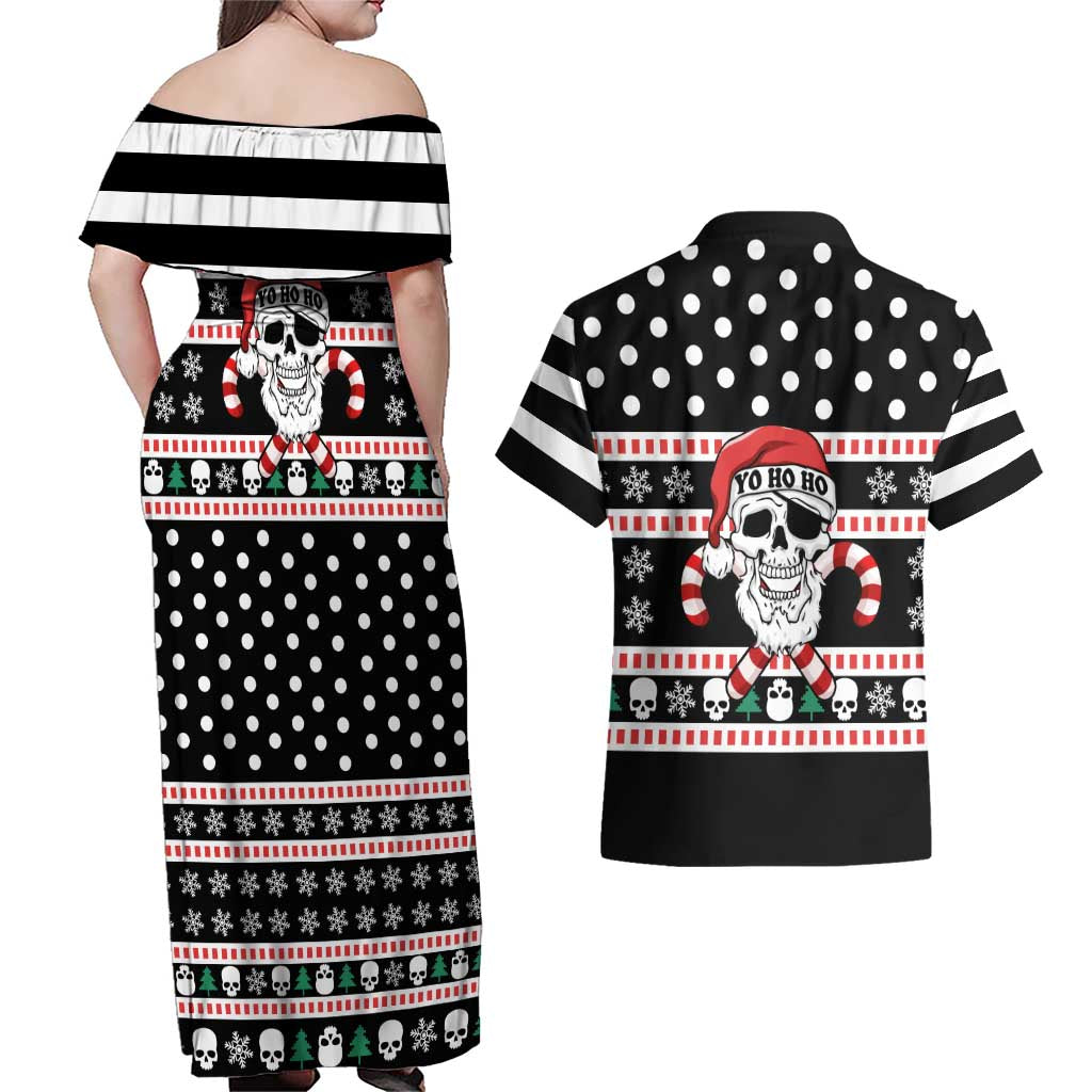 Skull Creepmas Christmas Yall Christmas Couples Matching Off Shoulder Maxi Dress and Hawaiian Shirt Xmas Holiday Patterns - Wonder Print Shop