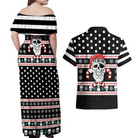 Skull Creepmas Christmas Yall Christmas Couples Matching Off Shoulder Maxi Dress and Hawaiian Shirt Xmas Holiday Patterns - Wonder Print Shop