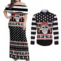 Skull Creepmas Christmas Yall Christmas Couples Matching Off Shoulder Maxi Dress and Long Sleeve Button Shirt Xmas Holiday Patterns - Wonder Print Shop