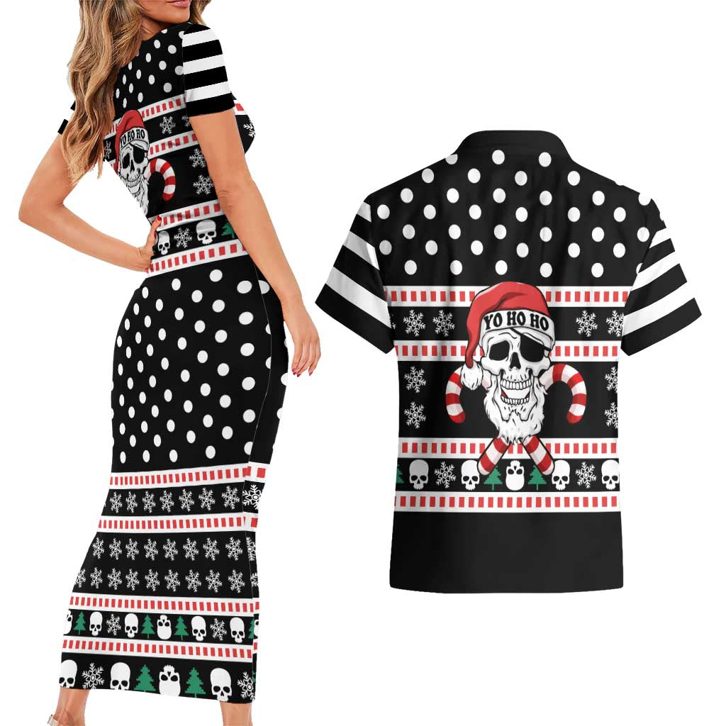 Skull Creepmas Christmas Yall Christmas Couples Matching Short Sleeve Bodycon Dress and Hawaiian Shirt Xmas Holiday Patterns - Wonder Print Shop