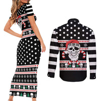 Skull Creepmas Christmas Yall Christmas Couples Matching Short Sleeve Bodycon Dress and Long Sleeve Button Shirt Xmas Holiday Patterns - Wonder Print Shop