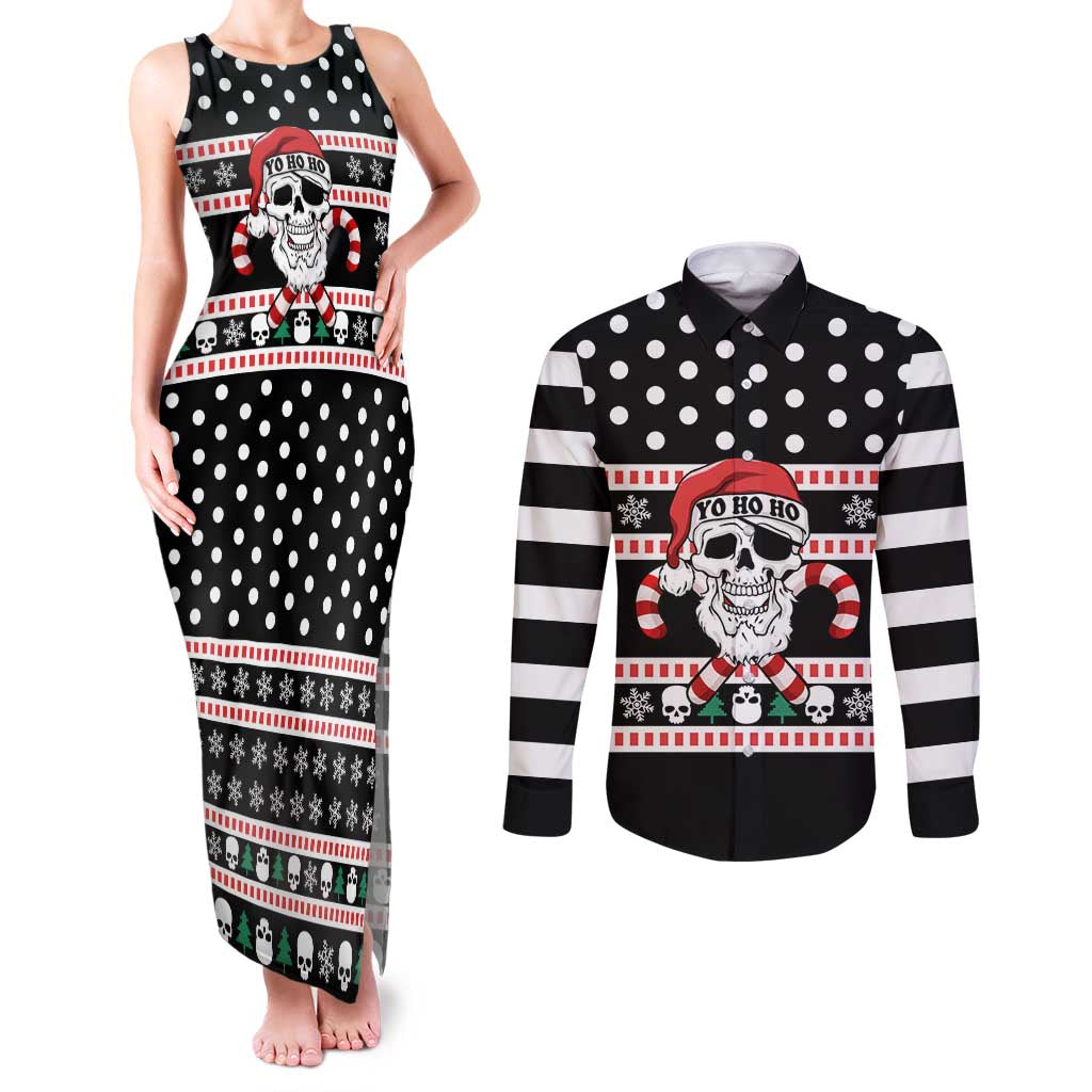 Skull Creepmas Christmas Yall Christmas Couples Matching Tank Maxi Dress and Long Sleeve Button Shirt Xmas Holiday Patterns - Wonder Print Shop