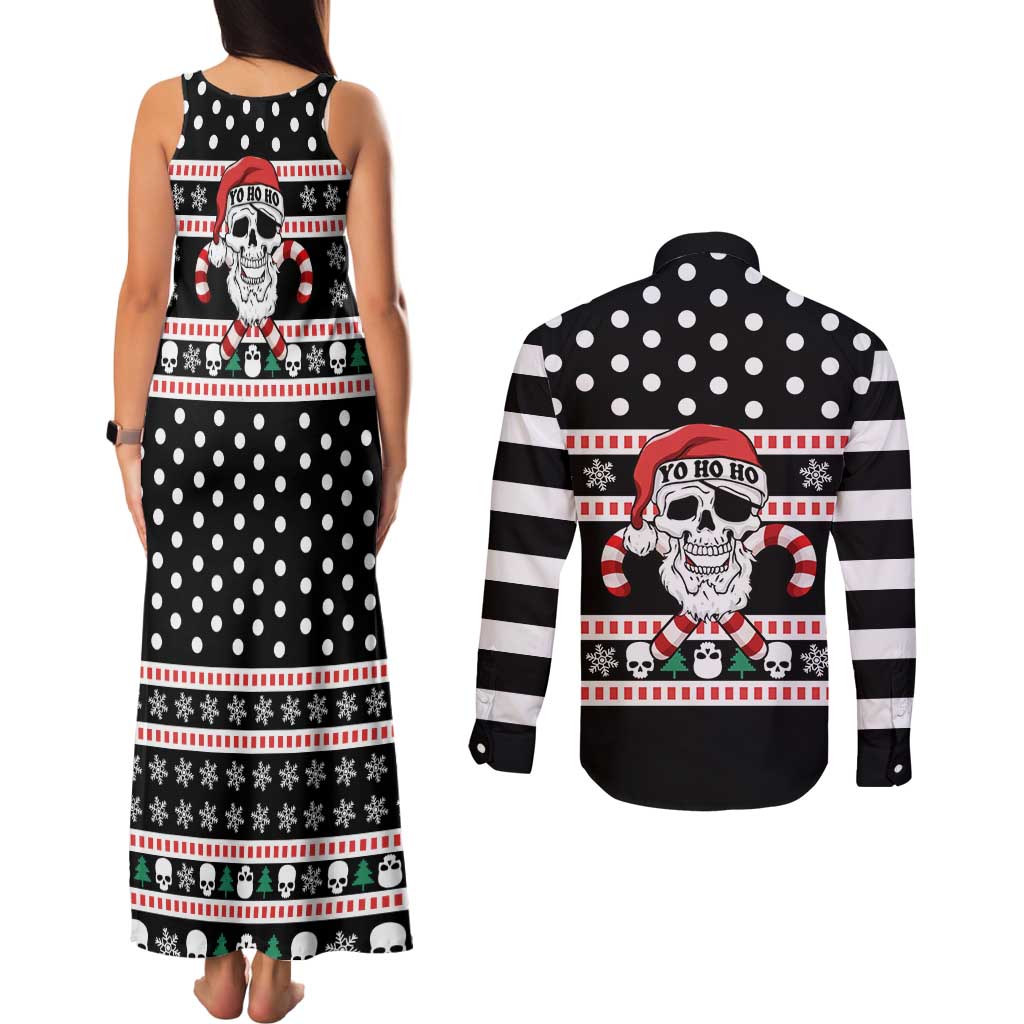 Skull Creepmas Christmas Yall Christmas Couples Matching Tank Maxi Dress and Long Sleeve Button Shirt Xmas Holiday Patterns - Wonder Print Shop