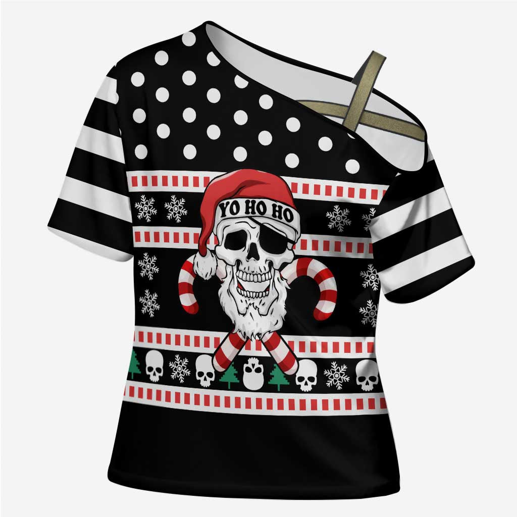 Skull Creepmas Christmas Yall Christmas Cross Shoulder Shirt Xmas Holiday Patterns - Wonder Print Shop