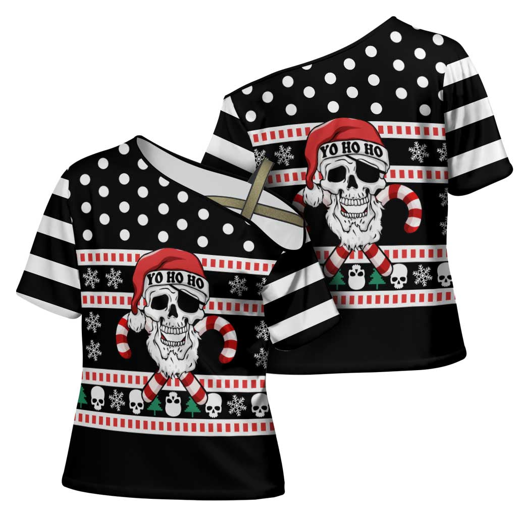 Skull Creepmas Christmas Yall Christmas Cross Shoulder Shirt Xmas Holiday Patterns - Wonder Print Shop