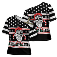 Skull Creepmas Christmas Yall Christmas Cross Shoulder Shirt Xmas Holiday Patterns - Wonder Print Shop