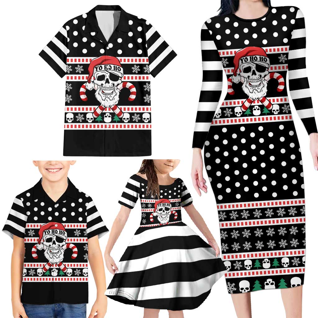 Skull Creepmas Christmas Yall Christmas Family Matching Long Sleeve Bodycon Dress and Hawaiian Shirt Xmas Holiday Patterns - Wonder Print Shop