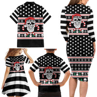 Skull Creepmas Christmas Yall Christmas Family Matching Long Sleeve Bodycon Dress and Hawaiian Shirt Xmas Holiday Patterns - Wonder Print Shop