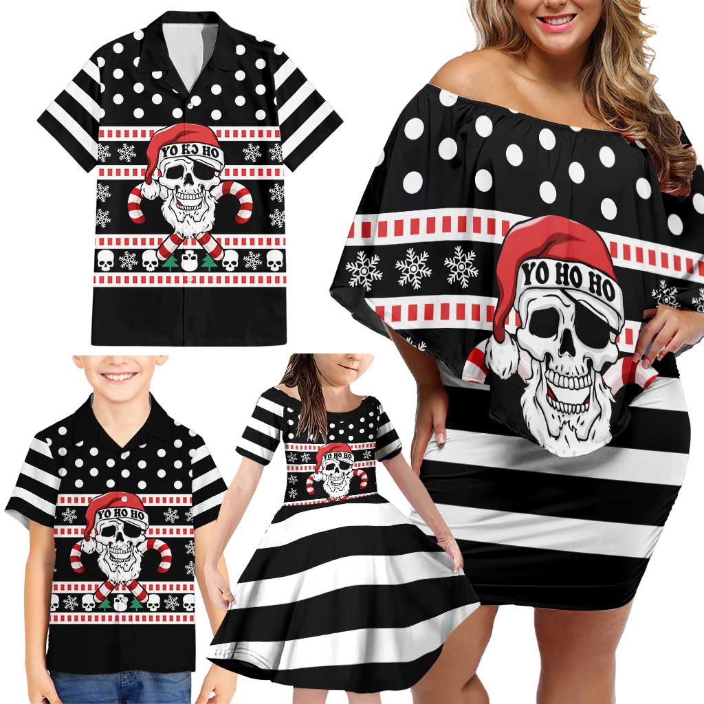 Skull Creepmas Christmas Yall Christmas Family Matching Off Shoulder Short Dress and Hawaiian Shirt Xmas Holiday Patterns - Wonder Print Shop